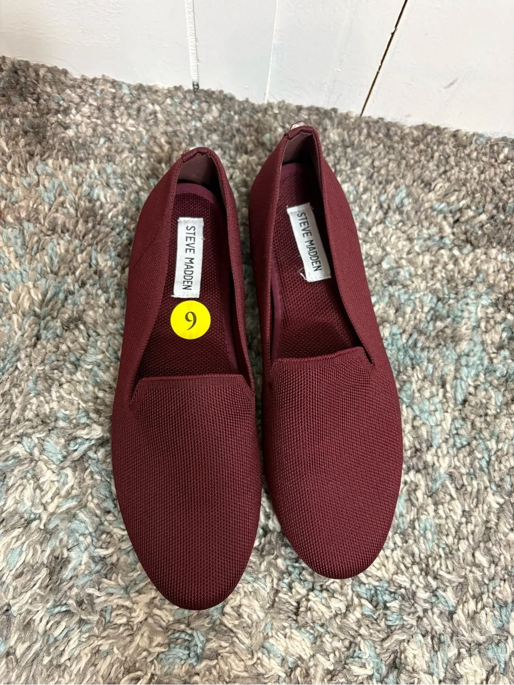 Steve Madden Shoes Womens 9 Slip On Flats Loafers Knit Lightweight Airy Maroon
